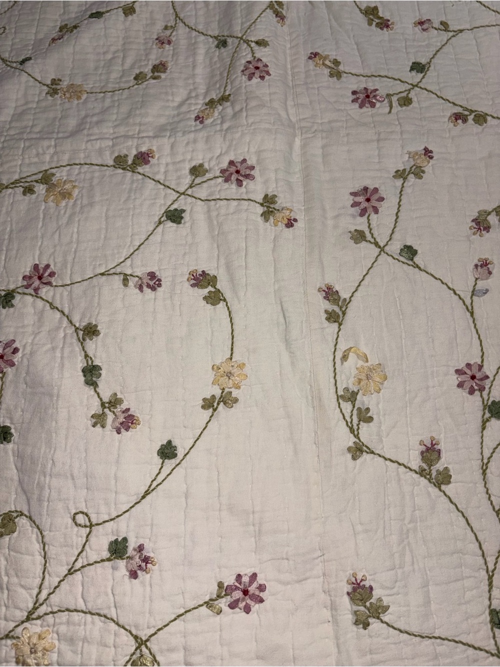 RARE Sunham Home quilt embroidered Floral Bedspread Cottagecore shabby chic